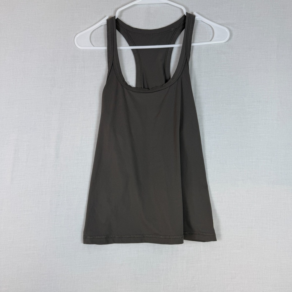 Vuori Racerback Tank Scoop Neck Stretch Jersey Purple/ Gray Womens Medium